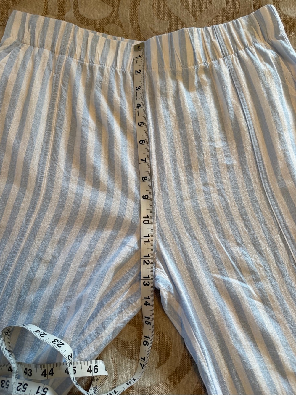 Coastal Comfort Blue White Striped Linen Blend Wide Leg Pants M - Picture 8 of 14